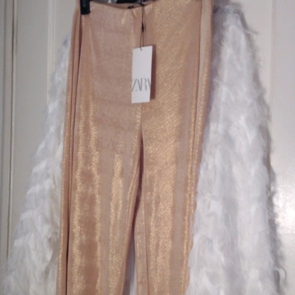 Gold palazzo flowing pants